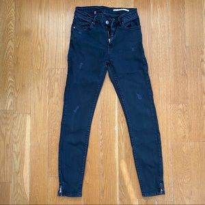 Zara Mid Rise Black Jeans Sz 2